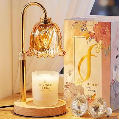 Funistree Vintage Flower Candle Warmer Lamp with Timer Dimmer 2 Bulbs