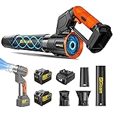 Electric Leaf Blower Cordless -850CFM, 250+MPH, 3000W Brushless Leaf Blower with 2×6.0Ah Batteries, 180° Rotatable 2-in-1 Handheld Blower, 3-Speed for Lawn Care/Yard/Car/Patio
