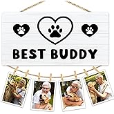 Hiuwevt Dog Picture Frame Photo Hanging Display, Dog Mom Dad Lovers Owner Gifts for Women Men, Pet Lovers Gifts, Best Buddy Picture Board Photo Holder for Wall Decor