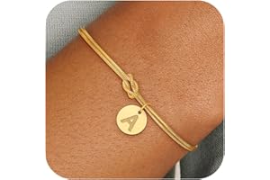 Fezodo Christmas Gifts for Grandkids Teens Girls - Knot Initial Bracelets for Women Friends Bridesmaid Dainty Gold Bracelets Christmas Gifts for Women Teens Girls