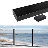 Muzata 8ft Black Aluminum Cable Railing Handrail Rectangular HL10 | Top Rail for Deck &amp; Stairs, Ideal for Coastal Areas, Extension Connector and User Guide Included, Length Adjustable