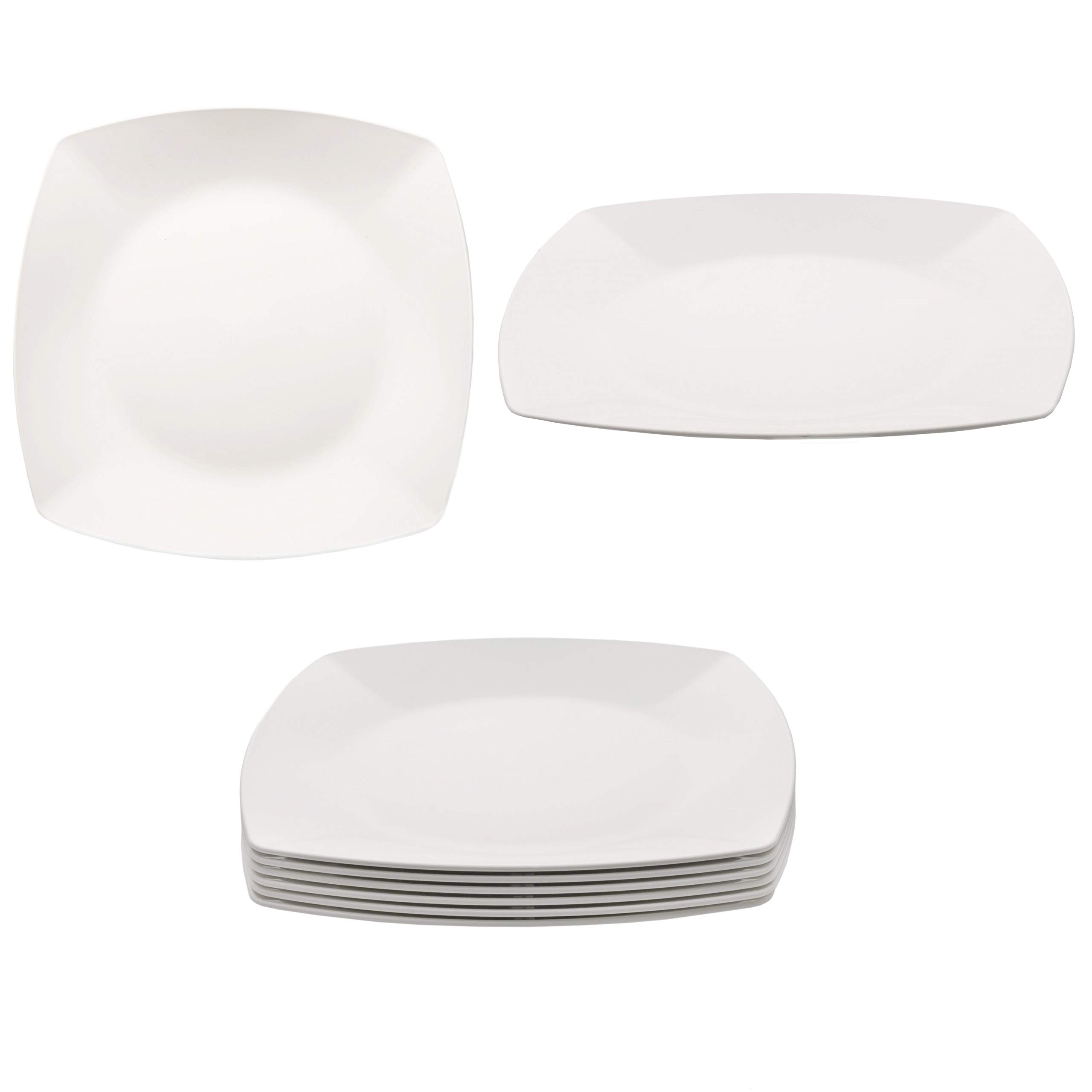 KM · Living Set of 6 Plastic Reusable Dinner Plates Cream White 25.5 cm (Made in Germany/Unbreakable/BPA Dishwasher and Microwave Safe)