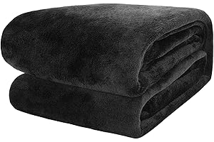 Flannel Fleece Blanket Throw Black Home Blanket，Fluffy Blanket Warm Bed Throws for Sofa and Pet，Exquisite Comfortable Black F