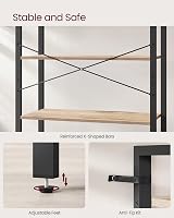 VASAGLE 6-Tier Bookshelf 30 x 80 x 186 cm Industrial Camel Brown Black LLS082B50 view 4