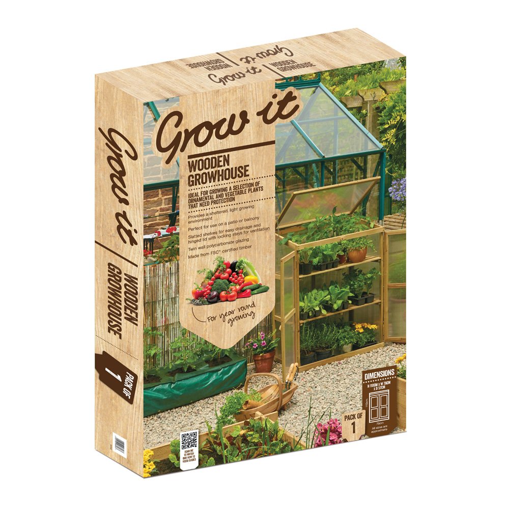 Grow It Gardman Wooden House, Brown, 57 x 76 x 110 cm