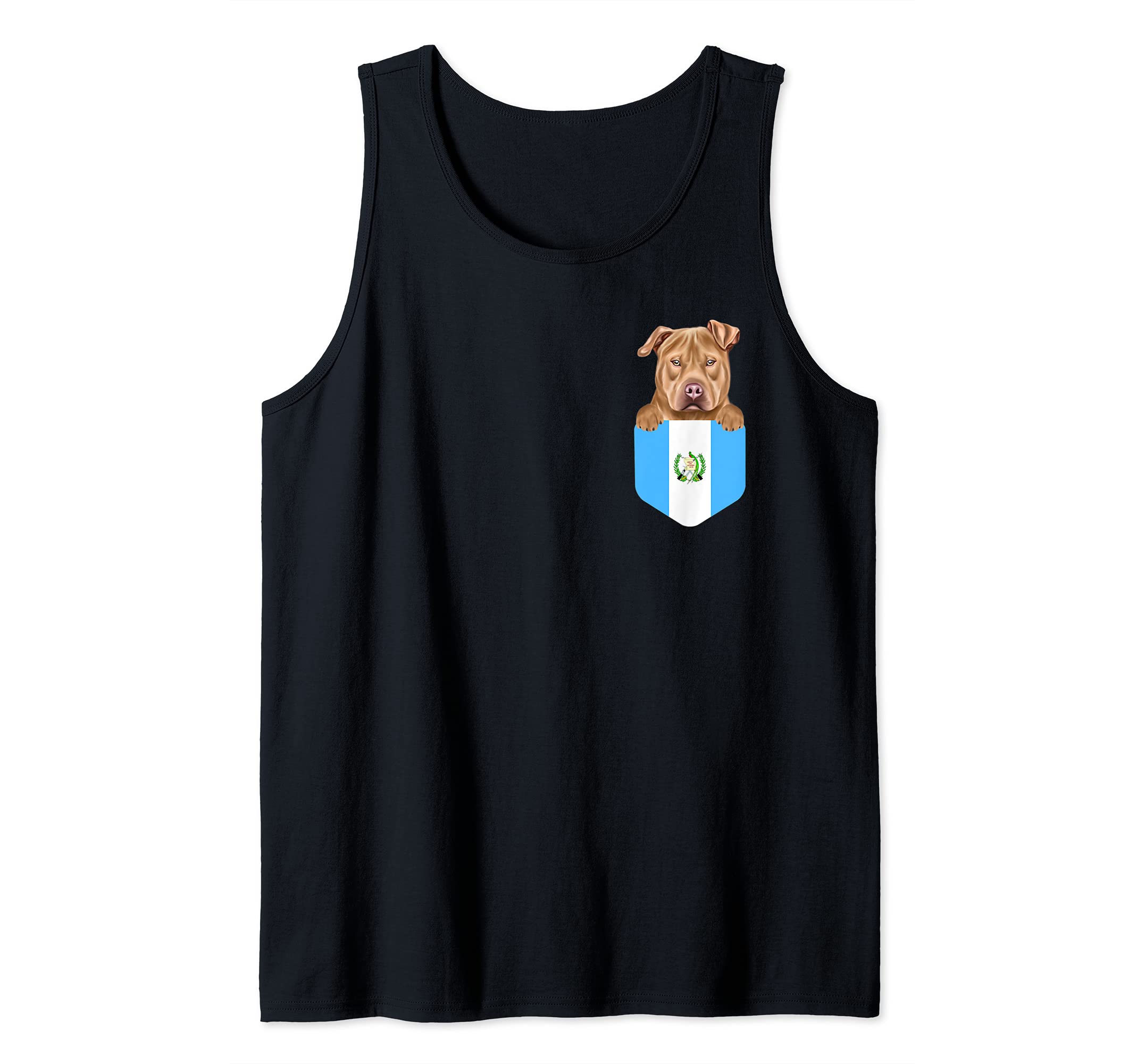 Guatemala Flag Usa Staffordshire Terrier Dog In Pocket Tank Top
