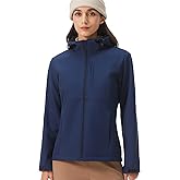 HOTSUIT Women's Softshell Fleece Lined Warm Windbreaker Jacket Light Hooded Water Resistant Rain Coat for Travel Daily