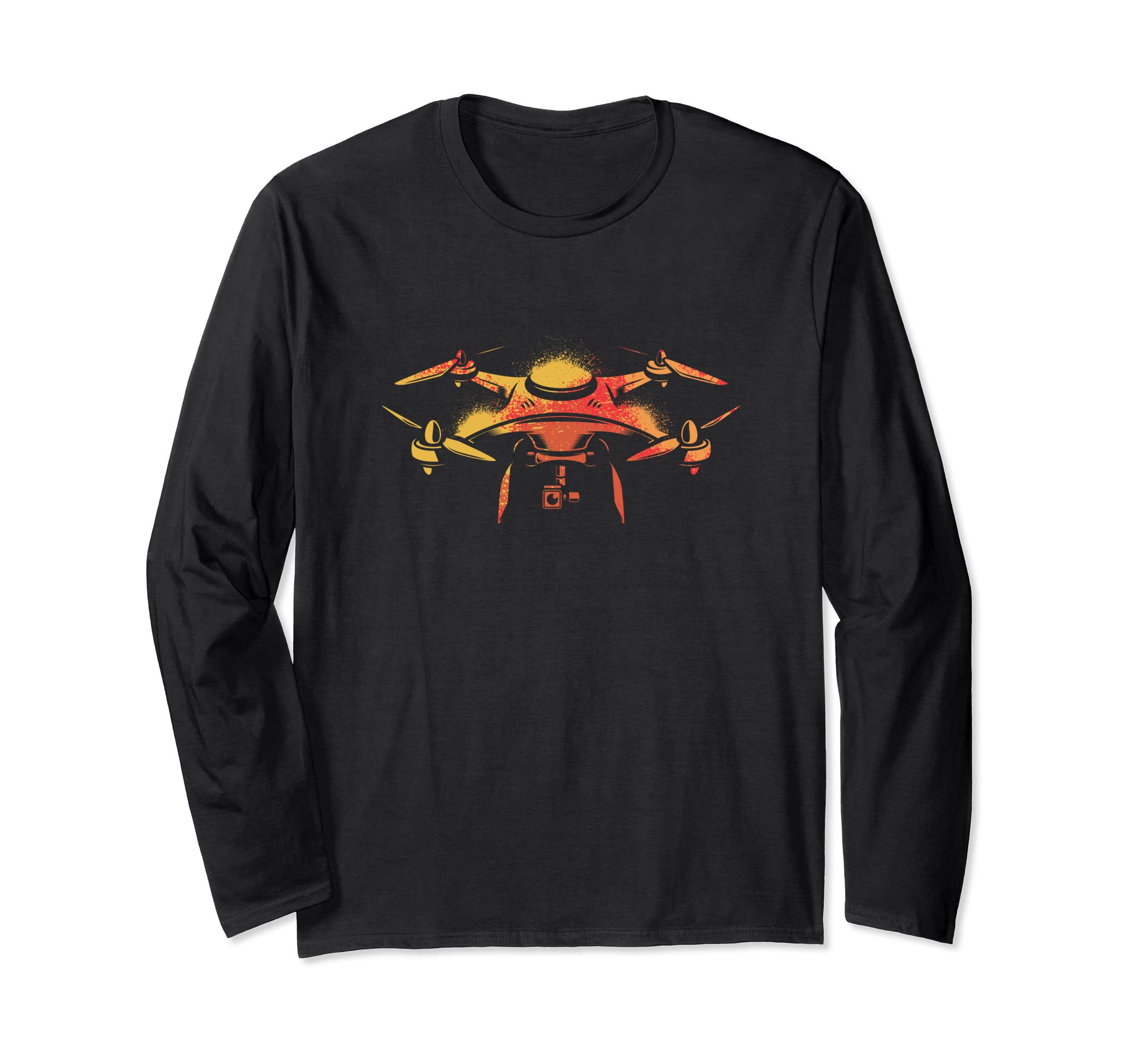 Retro Drone Pilot - Vintage Aviator Flying Quadcopter Long Sleeve T-Shirt