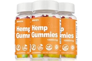 NIUYE 3-Pack Hemp Gummies Extra Strength - 10,000mg High Potency - Rich in Omega 3-6-9 & Infused with Hemp Oil - 3rd-Party Tested
