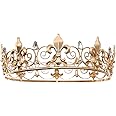 FORSEVEN Full Round King Crown- Metal Rhinestone Crowns and Tiaras for Women and Men Party Prom (HG340 Gold)