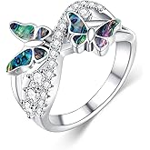 PROESS Butterfly Ring 925 Sterling Silver Butterfly Ring Engagement Promise Rings for Women Jewelry