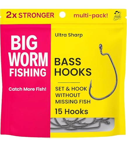 3X Strong Offset Worm Hooks - Wide Gap Barbed Hooks For Soft Plastic Baits, Bass & Trout Fishing - View #6