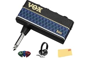 Vox AmPlug 3 Headphone Guitar Amplifier - Bass Bundle with Headphones, Guitar Picks, and Austin Bazaar Polishing Cloth