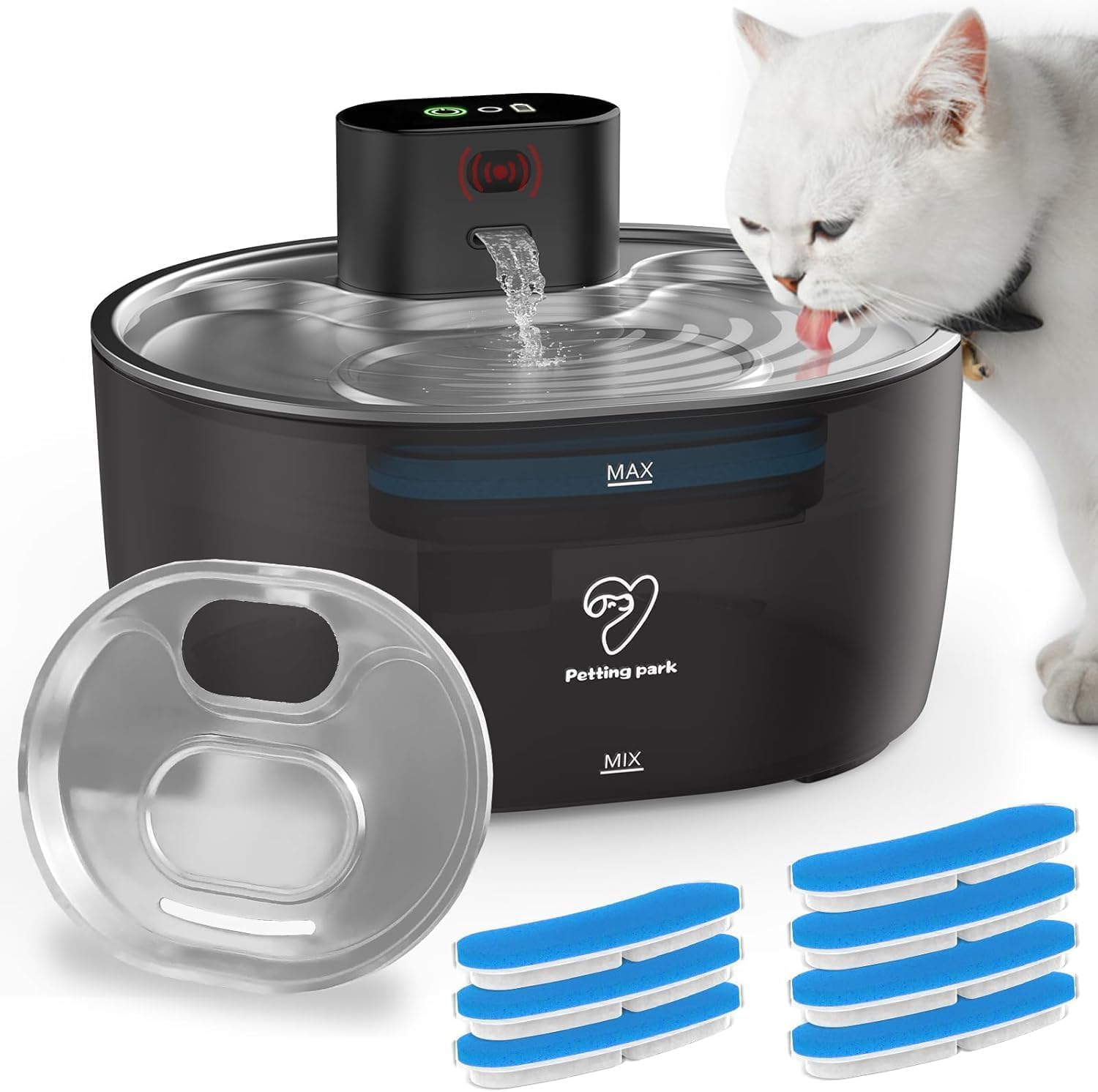 Photo 1 of **MISSING CORD**
Wireless Cat Water Fountain Stainless Steel,108oz/3.2L Pet Water Fountain Battery Operated with 2 Modes, Ultra Quiet Motion Sensor?Cat Water?Dispenser (Black, 108 fl.oz/3.2 L)