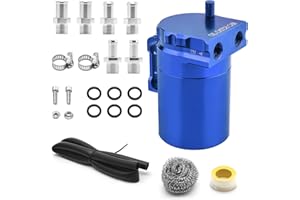 350ml Universal Oil Catch Can 0046 Aluminum Polish Baffled Reservoir Car Oil Catch Can Kit with 3/8" Fuel Line/6 Fittings/Sta