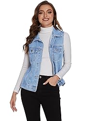Chainscroll Women's Buttoned Washed Denim Vest