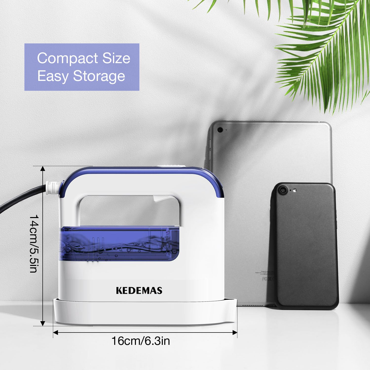 KEDEMAS Portable Steamer iron for Clothes, 1300W Mini Handheld Clothes Steamer, Horizontal, Vertical and Dry Ironing, Travel Garment Steamers for Travelling, Home, Office, ONLY FOR 120V