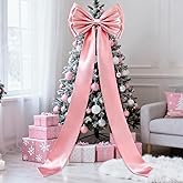 Dreamtop Giant Bow Decor, 19x75 Inch Christmas Tree Bow Topper Decoration for Christmas Tree for Home Wreath Wall Backdrop Birthday Wedding Party Decorations (Pink)