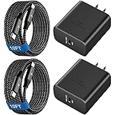 45W Super Fast Charger USB C, 45 Watt Type-C Android Phone Charger Fast Charging Block with 10FT Type C Cords for Samsung Galaxy S25 Ultra/S24 Ultra/S24+/S23 Ultra/S23+/S22 Plus/S20, Tab S9/S8 Ultra
