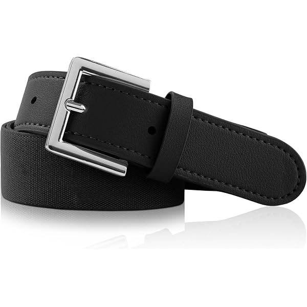 CTM Men's Basic Leather Dress Belt - 1.125 Inch Wide Black Belt With Silver Buckle, Size 34 - View #6