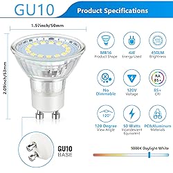 Maylaywood GU10 LED Light Bulb, 50 Watt Halogen