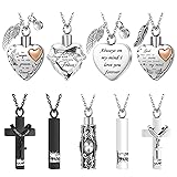 9 Pcs Heart Cross Cubic Urn Necklace for Ashes