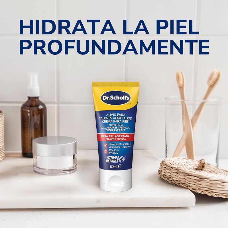 Scholl Crema de Pies para Talones Agrietados, con Urea y Keratina, Blanco, 60 Mililitros, 6