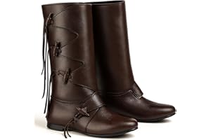 Cutecrop Medieval Boots Men Viking Pirate Boots Renaissance Lace up Tied Footwear Halloween Gothic Viking Costume for Cosplay