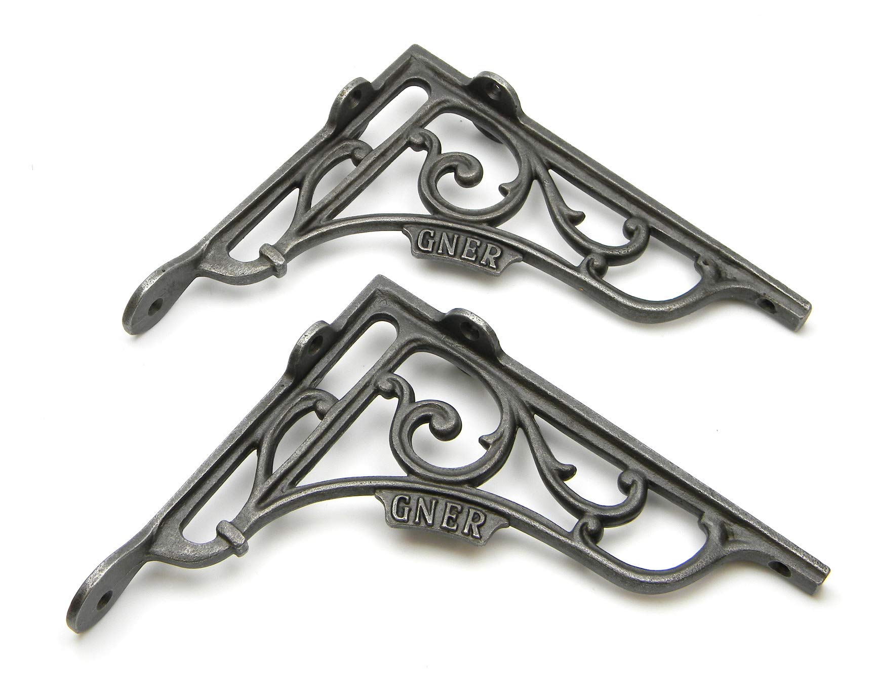 Pair of Shelf Brackets GNER Cast Antique Iron 195mm x 170mm / 7.5" x 7"