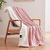 Sealy Electric Blanket Throw Size 50"*60",Super Cozy Flannel to Sherpa Reversible Heated Blanket Throw with 6 Heating Levels & 2-10 Hours Auto Off Overheating Protection Machine Washable,Pink
