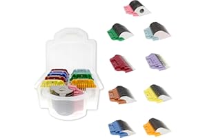 Bucchelli 9 Wide Hair Clipper Guard Attachment Set Fits for A5 Type Blade with Colorful Coded System| Extra Long Stainless Steel Blade for Professional Stylists (Set of 9)