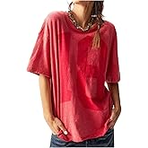 SOLY HUX Women's Oversized Graphic Tees Number Print Half Sleeve Loose T Shirt Summer Y2k Jersey Shirts