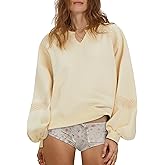 Gacaky Sweatshirt for Women Oversized Fleece Embroidered Crochet Cropped Pullover Tops Fall Fashion Outfits Clothes
