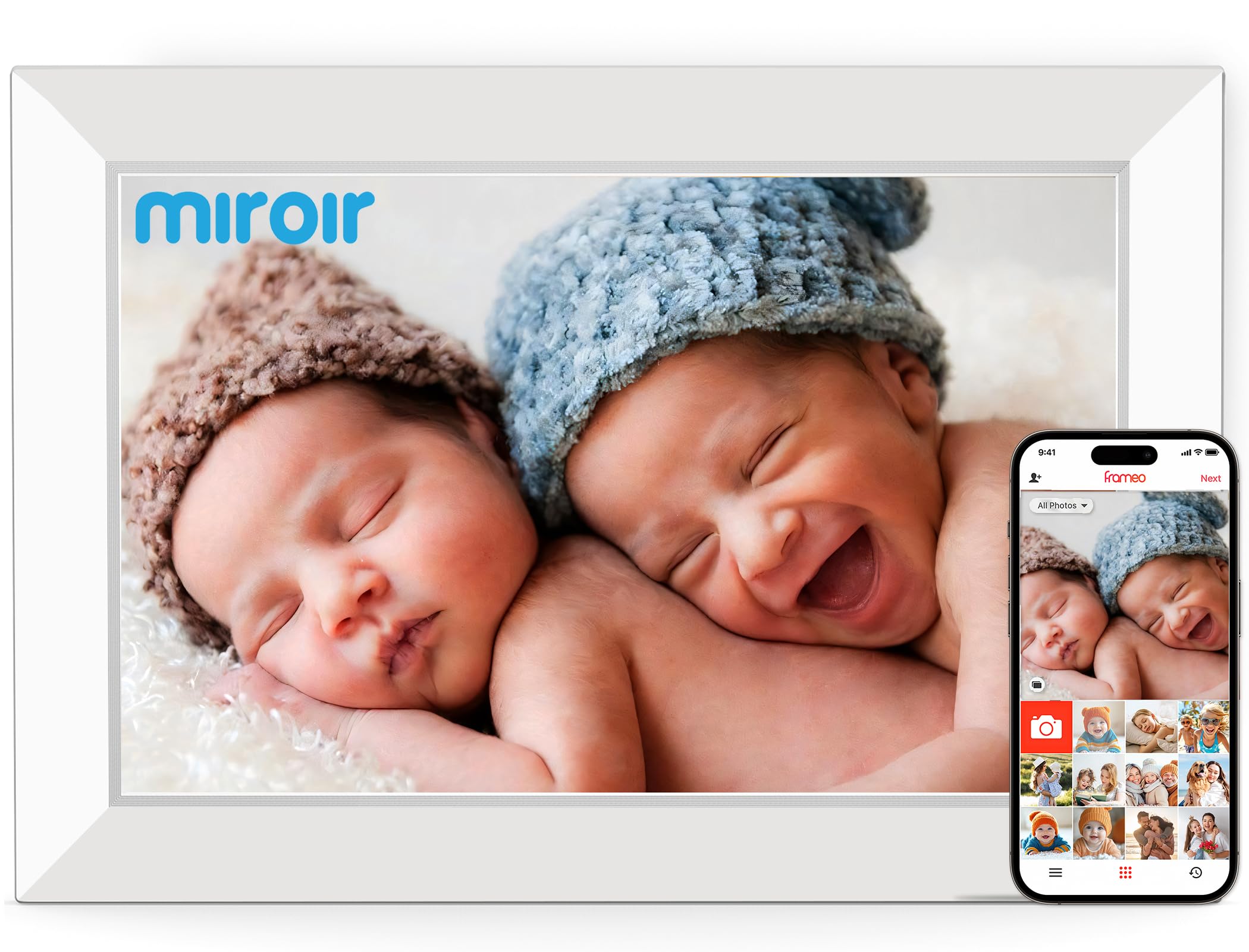 Photo 1 of Miroir 10.1 Inch WiFi Digital Photo Frame via Frameo App, 1280x800 HD IPS Touch Screen Electric Picture Frame Display, 32GB Storage, Auto-Rotate, Wall Mountable, Share Photos/Videos Instantly