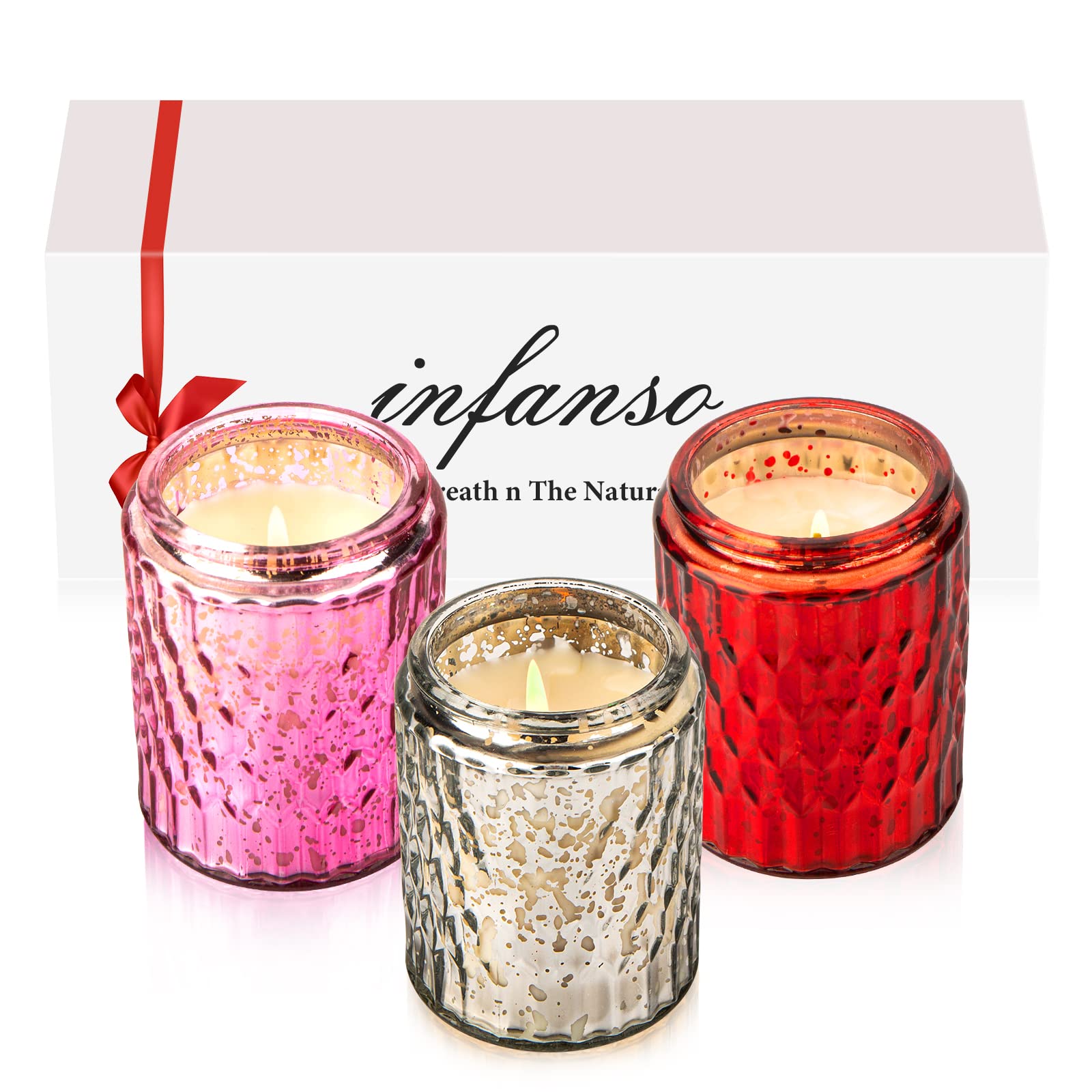 InFanso Scented Candle Set - Candles Gifts for Women, 3 Pack Long Lasting Candles, 100% Natural Soy Wax Candles for Christmas Set, Gifts for Women