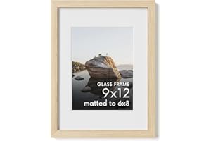 HAUS AND HUES 9x12 Picture Frame with Real Glass and Natural American Oak Matted to 6x8 - Oak 9x12 Frame Wood - Includes Vertical & Horizontal Hang - Ideal for Home, Office (9x12 in, Natural)