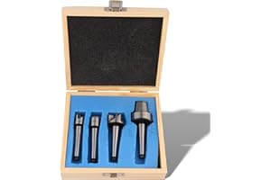 DAUERHAFT 4pcs MT1 Wood Lathe Live Center Drive, Wood Lathe Center, Lathe Wood Turning Drive Ends, Spur Cup Woodworking Turning Tools with Wooden Box for Wood Turning Tool
