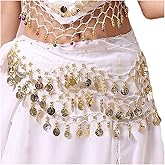 Lauthen.S 128 Coins Belly Dance Hip Scarf Tribal Belt Halloween Genie Costume Accessory