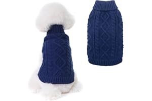 BINGPET Thermal Knitted Dog Sweater for Small Medium Large Dogs,Winter Dog Cat Coat Warm Sweartershirts Outfits,Classic Cable Knit Turtleneck Pullover Dog Jumper Coat Warm Sweartershirts