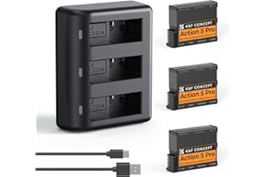 K&F CONCEPT 3-Pack Osmo Action Extreme Battery Plus (2100mAh) and Charger Set, Compatible with DJI Action 6 Osmo 360 Action 5