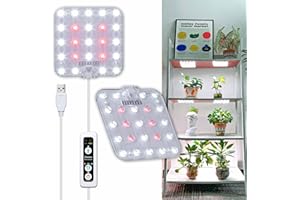 DOMMIA Grow Light, Square 4 Dimmable Full Spectrum High PPFD with Optical Lens, Auto on/Off and 6/12/16H Timer, Suitable for Hydroponics, Seedlings, Succulents, Veg, Flowers & More(No Adapters)