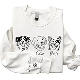 Personalized Dog Mom Sweatshirt, Custom Line Art Portrait Dog Sweatshirt, Pet Name Sweatshirts Women, Customized Pet Lover Gifts, Mom Gift