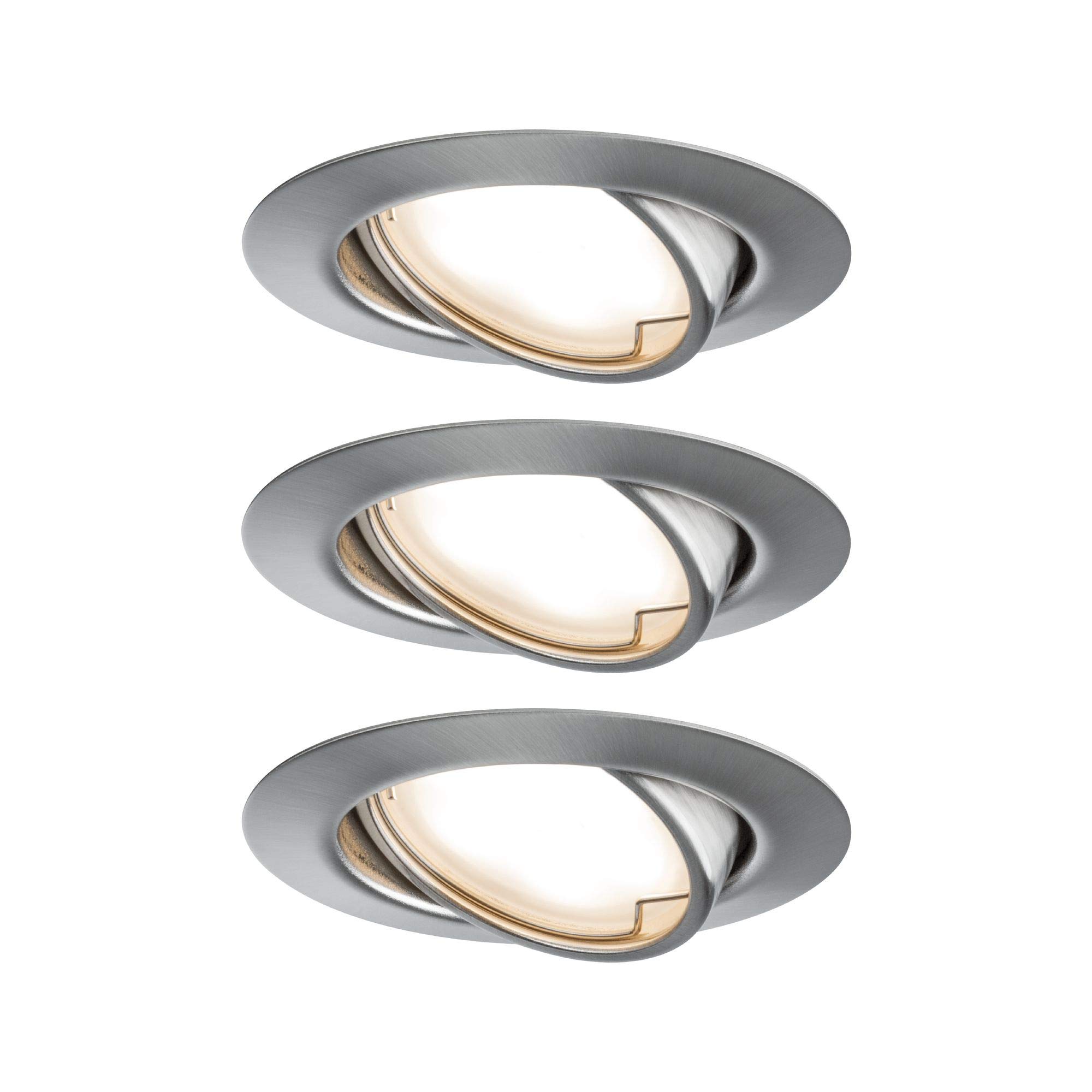 Paulmann Base LED Recessed Luminaire Round, 3x5W, Brushed Iron, 3000K, Study, Dining Room, Hallway, Basement, 9cm x 4.5cm