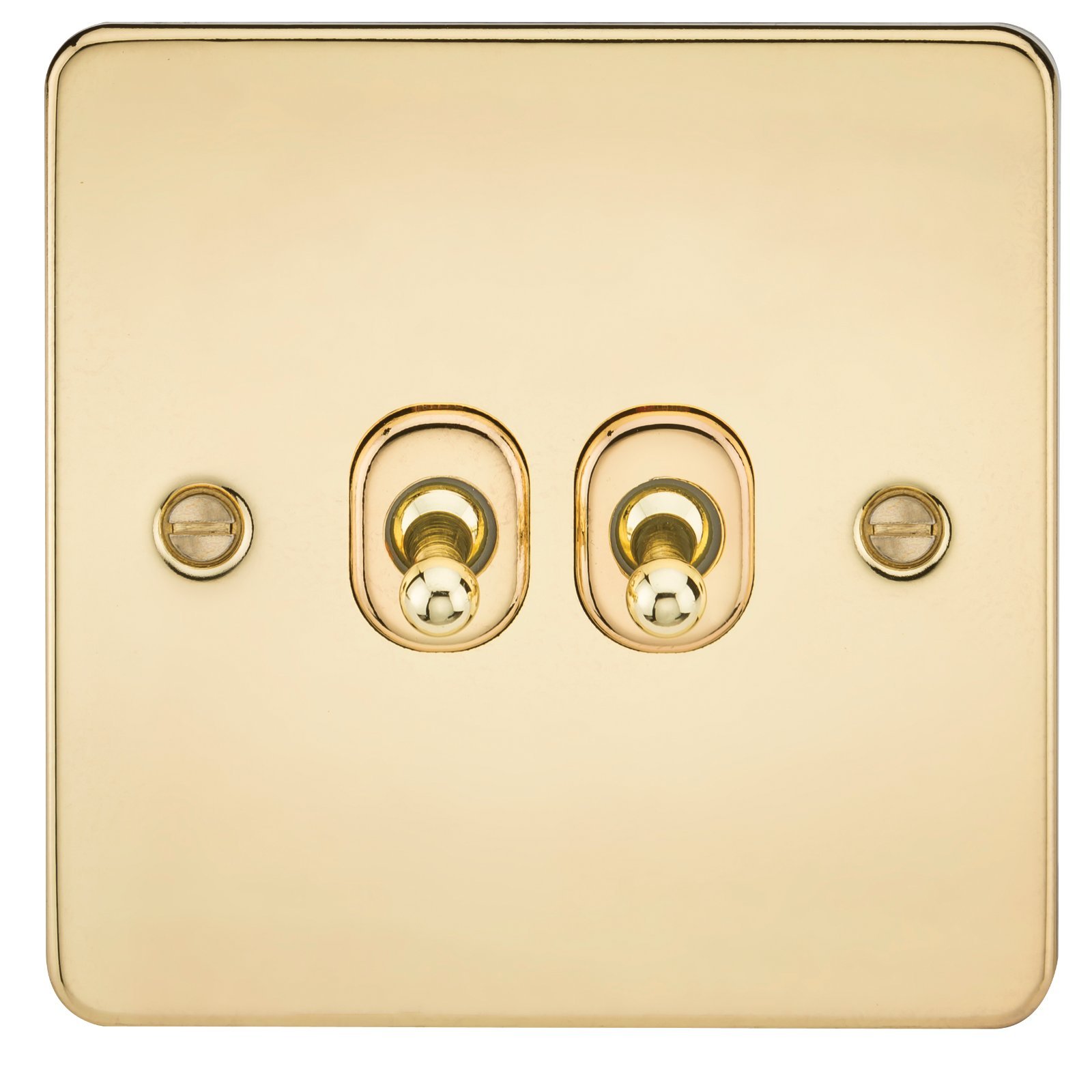 Knightsbridge FP2TOGPB FPAV2TOGPB Flat Plate 10A 2G 2 Way Toggle Switch-Polished Brass — image 1