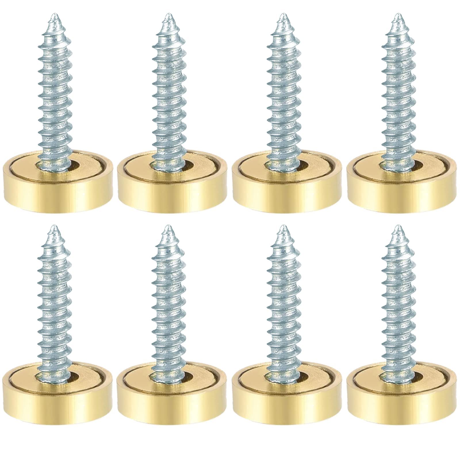 TOP-VIGOR 8Pcs 22mm Mirror Screws, Copper Cap Brushed Screws Decorative Caps Cover Nails Mirror Nails for Mirror Tables Bath Plates Wardrobes Glass Signs