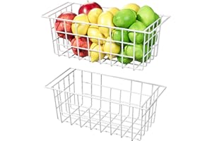 KIKIBRO Freezer Organizer Bins, Freezer Baskets for Chest Freezer, Deep Upright Freezer Storage Bins, 16.5 Inch, 2 Pack