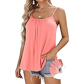 V FOR CITY Women Built-in Bra Camisole Adjustable Strap Tank Top Summer Loose Fit Cami Shirts S-3XL