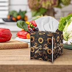 Talayituse Bee Sunflower Print Tissue Box Cover