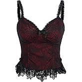 SHENHE Women's Lace Bow Front Spaghetti Strap V Neck Camisole Y2K Goth Crop Top Tank