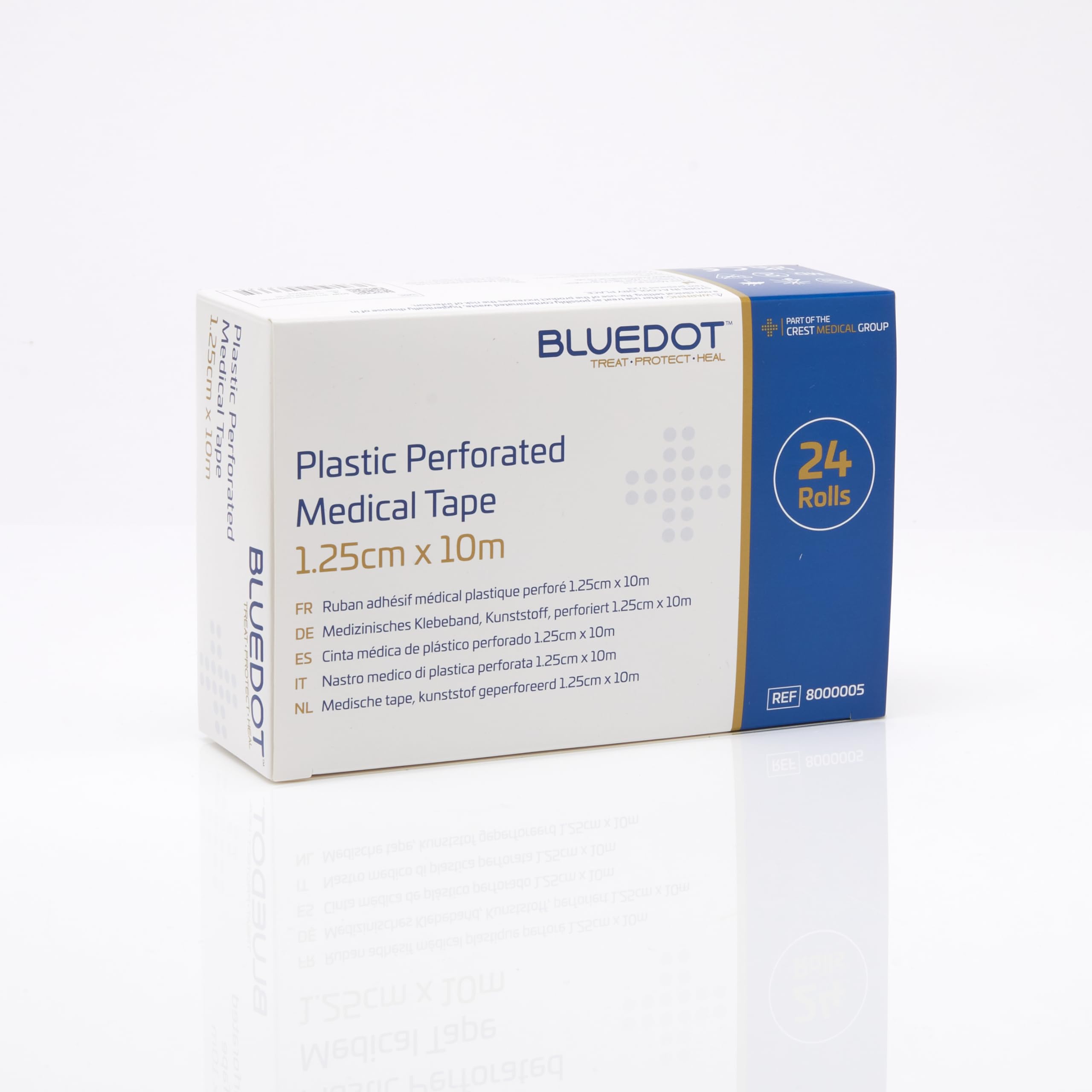 Blue Dot Plastic Perforated Medical Dressing Tape 24-Piece Set, 1.25 cm x 10 m Size